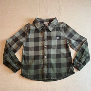 Splendid Olive Green Checkered Flannel Button Down Shirt Size 3T